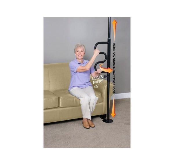 Security Pole & Curve Grab Bar - White