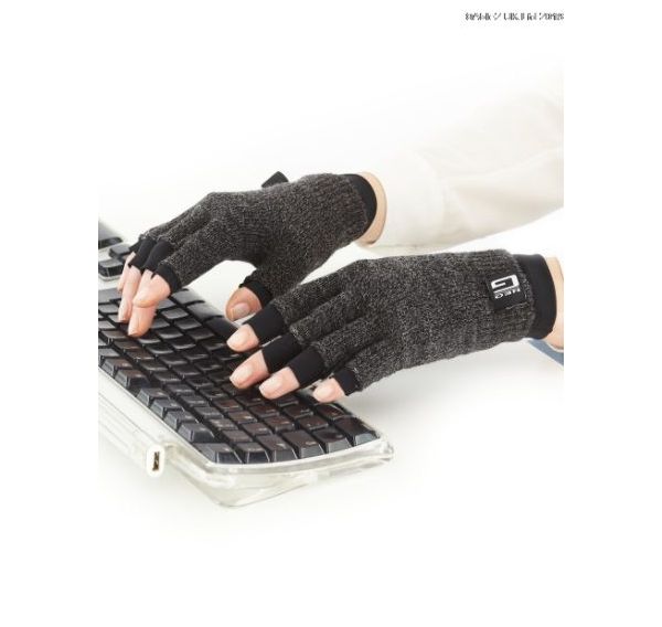 Gloves being used to type