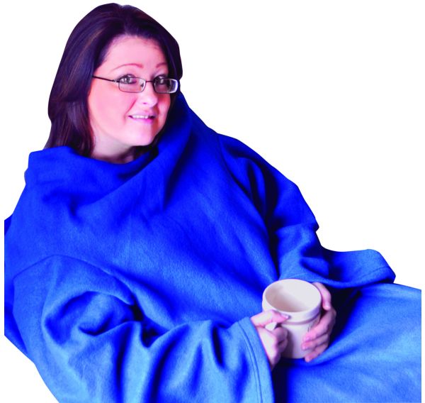 blanket with sleeves showing blue colour