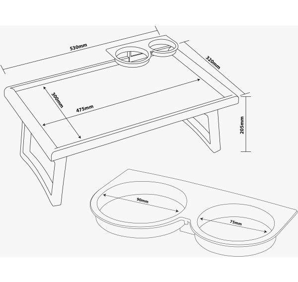 Folding Bed Tray with Accessory Holders