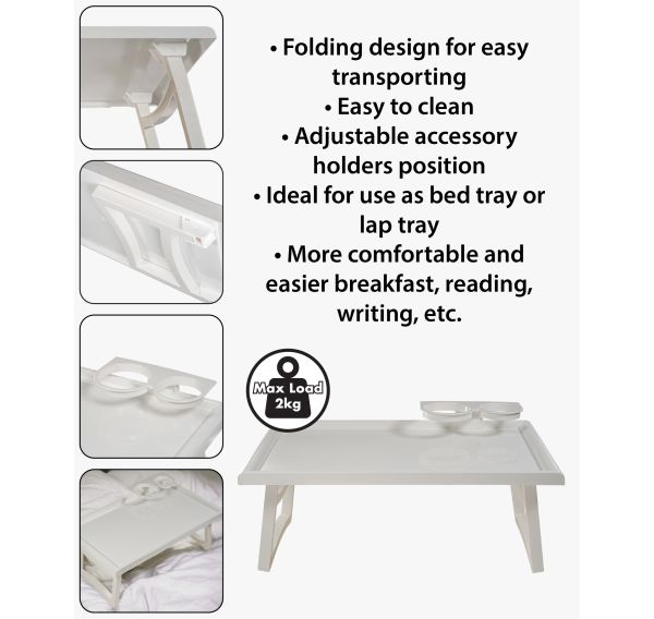 Folding Bed Tray with Accessory Holders