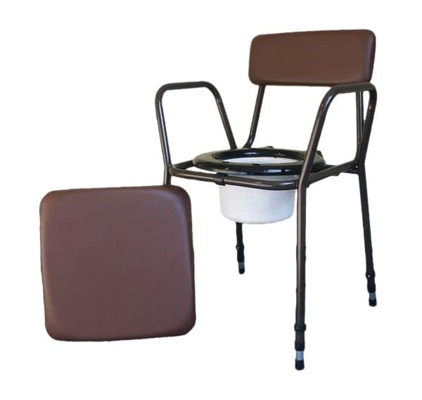 Height Adjustable Commode Chair Brown