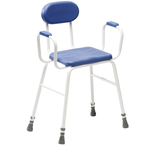 Deluxe Perching Stool with Padded Arms and Back - Blue