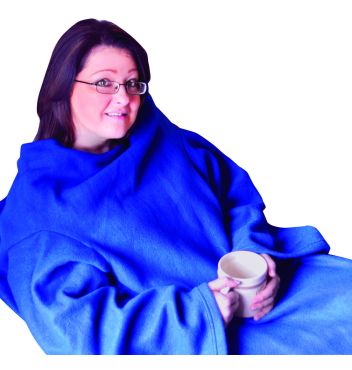 blanket with sleeves showing blue colour