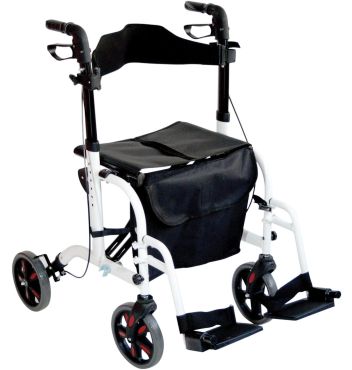Duo rollator wheelchair in white finish