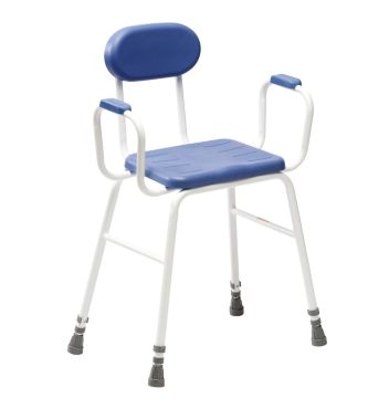 Deluxe Perching Stool with Padded Arms and Back - Blue