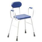 Deluxe Perching Stool with Padded Arms and Back - Blue