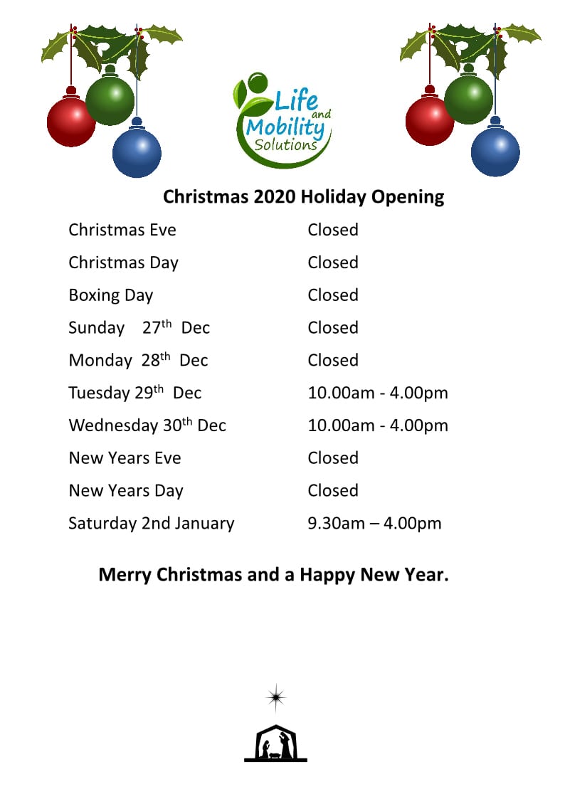 Christmas Opening Times 2020 Life and Mobility