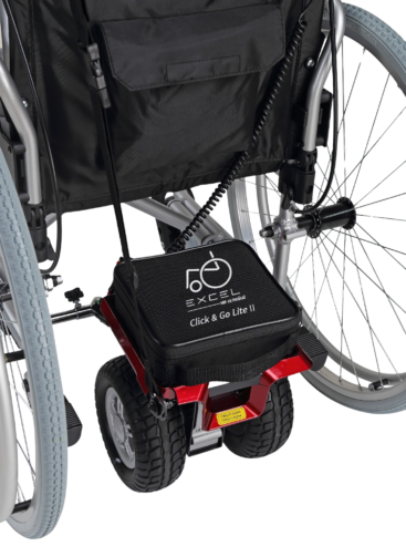 Click n Go powerpack on a wheelchair