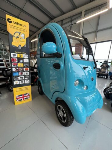 Ex Demo Cabin Car in Life and Mobility Solutions Showroom. Ice Blue.