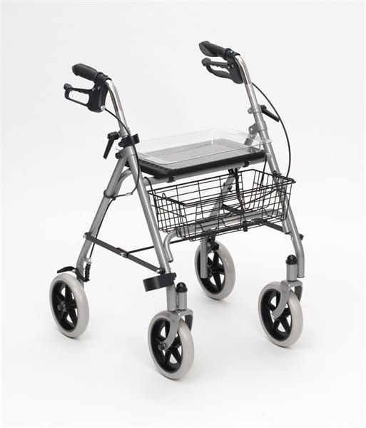 Rollator Walker,Shopping Basket Cart Adjustable Height Rollator Easy to Fold with Breathable Seat Large Capacity Shopping Basket for Seniors and Adults Trolley Exercise Travelling 