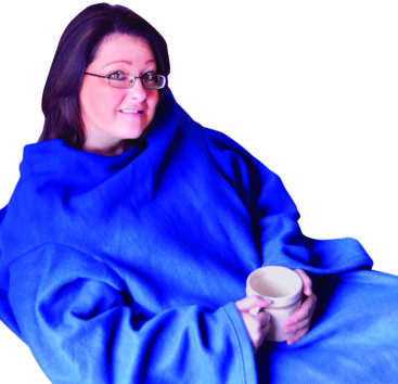 blanket with sleeves showing blue colour