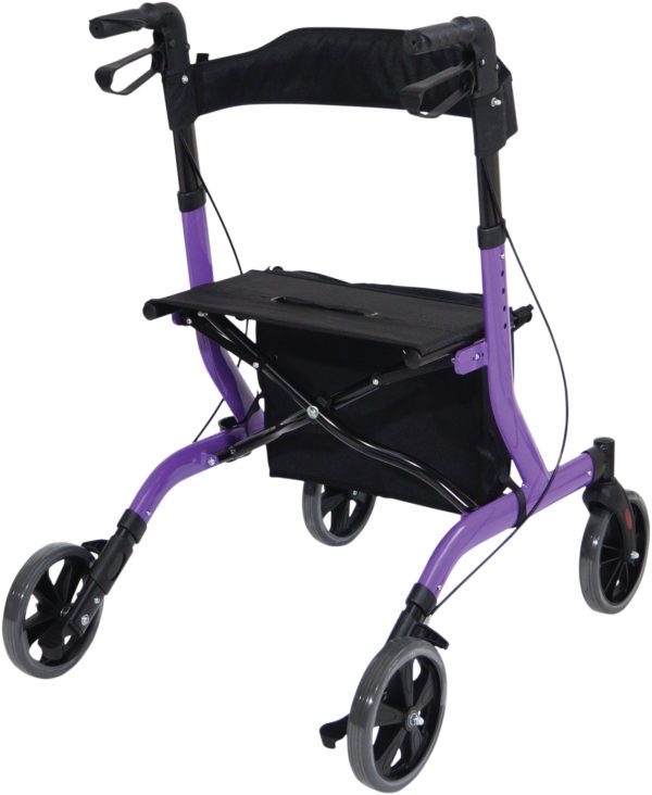back end of rollator showing purple colour