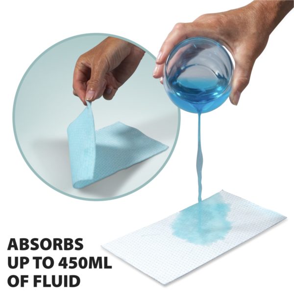 showing liquid absorbing into pad
